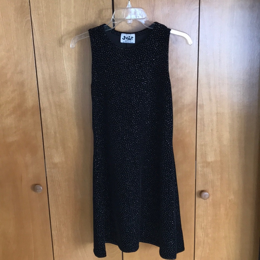 Black stretch mini dress with glitter
